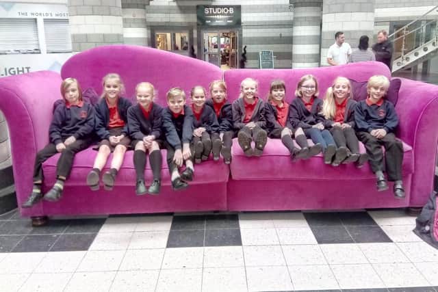 Pupils from Saltersgate Junior School at the Doncaster Book Awards launch, 2018-19, at the Dome