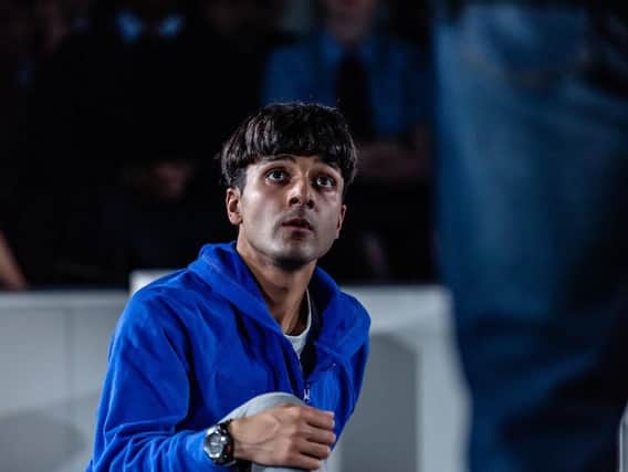 Shiv Jalota (Christopher) in The Curious Incident of the Dog in the Night-Time schools tour at Trinity Academy, Thorne