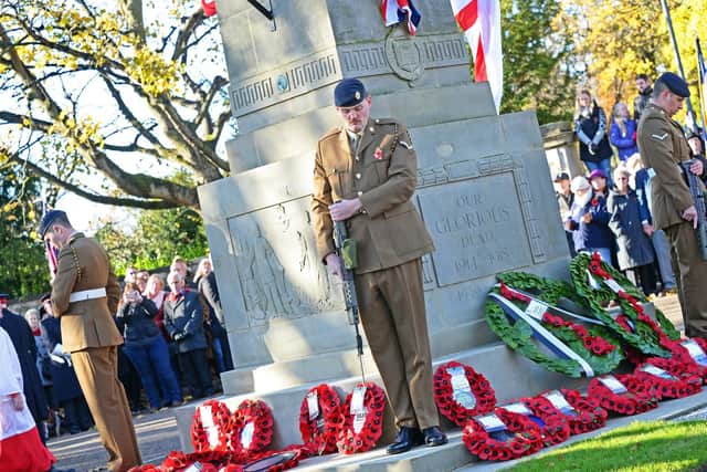 Remembrance Sunday at Doncaster Cenotaph war memorial. Picture: Marie Caley NDFP Remembrance Bennetthorpe MC 1