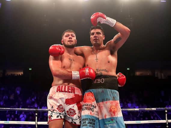 David Allen (left) after victory against Ariel Esteban Bracamonte