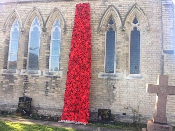 Poppy installation at St Mary's Church, West Butterwick