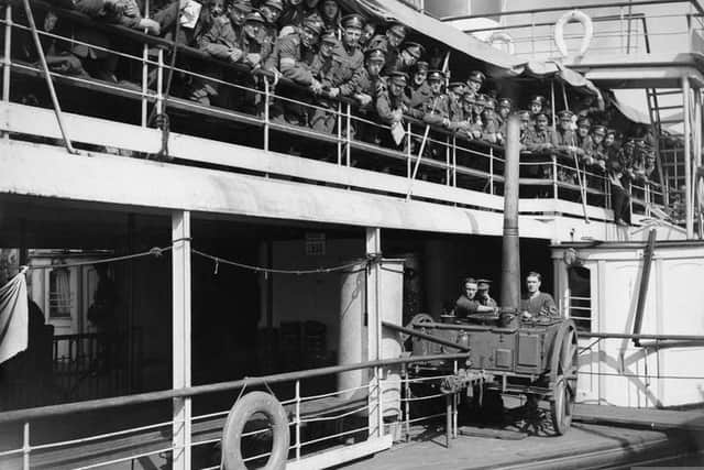 Demobilised men on the Rhine Steamer coming back to England