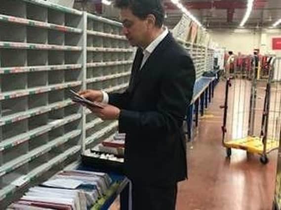 Ed Miliband at Doncaster sorting office