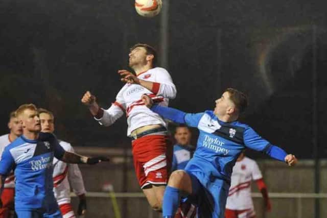 Action from Skegness v Rossington. Photo courtesy of Rossington Main.