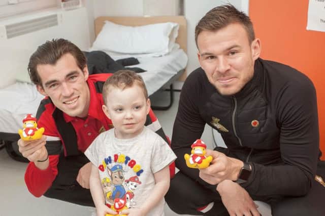 Doncaster Rovers players during their visit to DRI