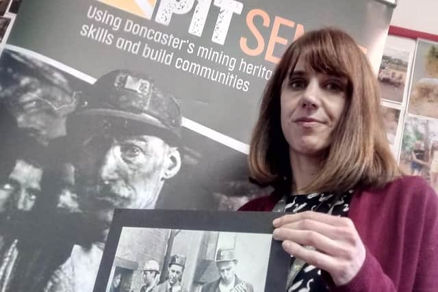 Ruth Carrington at the Doncaster Museums Pit Sense Exhibition at Woodlands Library