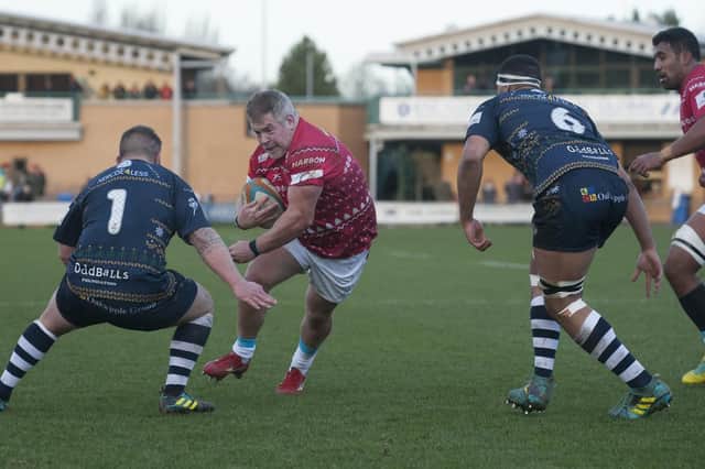 Doncaster's Colin Quigley on the charge against Yorkshire Carnegie.