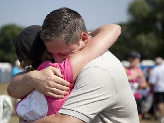 A big hug during Scunthorpe Race For Life