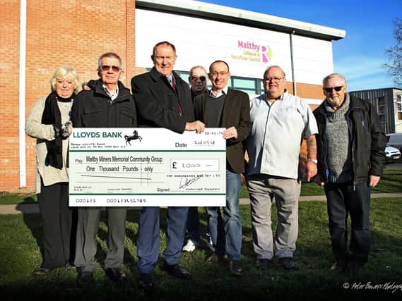 Hargreaves Land has donated 1,000 to the Maltby Miners Memorial Community Group