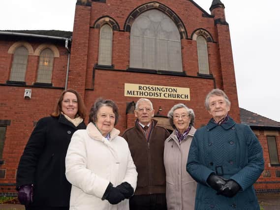 Susanna Brookes, Lay Pastor, pictured, with l-r Carole Hughes, Samuel and Sheila Humphreys and Pauline Clark. Picture: Marie Caley NDFP-19-01-19-MethodistChurch-1