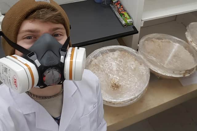 Ashley Granter working with mycelium