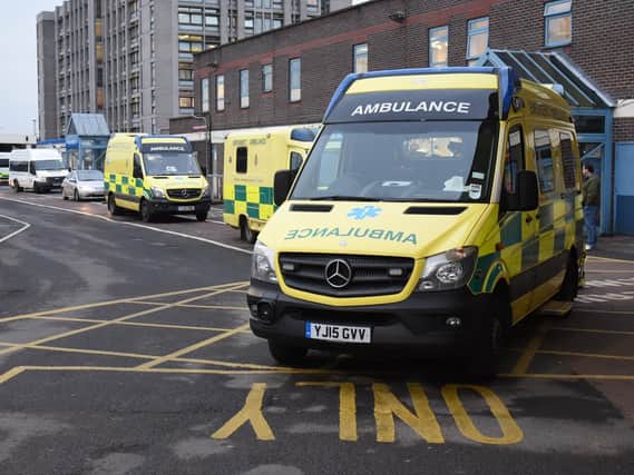 Ambulances parked outside Doncaster Royal Infirmary's emergency department