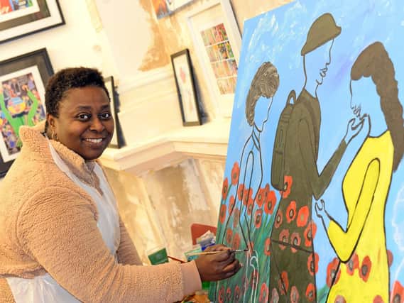 Chinwe Russell, pictured at the Doncaster Corn Exchange. Picture: NDFP-18-12-18-MarketArtists-1