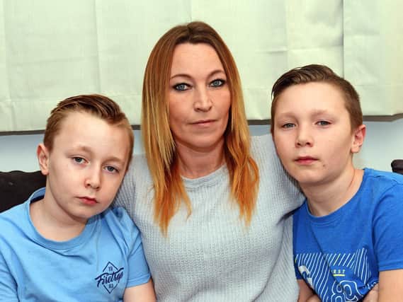Becci Wray, pictured with her sons, Harvey, ten and Oakley, 11. Picture: Marie Caley NDFP-15-01-19-Wray-1