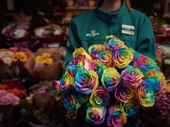 Morrisons florists are celebrating all types of lovers by launching one of the UKs most colourful flowers  the Rainbow Rose