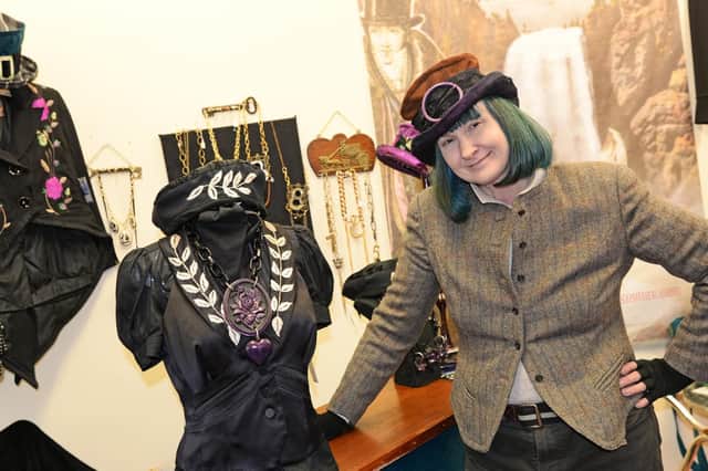 Georgie Lambert, of Retro G Couture, pictured, is currently one of the Artisits in residence at the Doncaster Corn Exchange. Picture: NDFP-18-12-18-MarketArtists-2