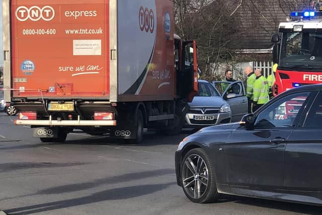 Collision between car and lorry at Cental Drive, Rossington, at 1.55pm, Thursday February 21, 2019