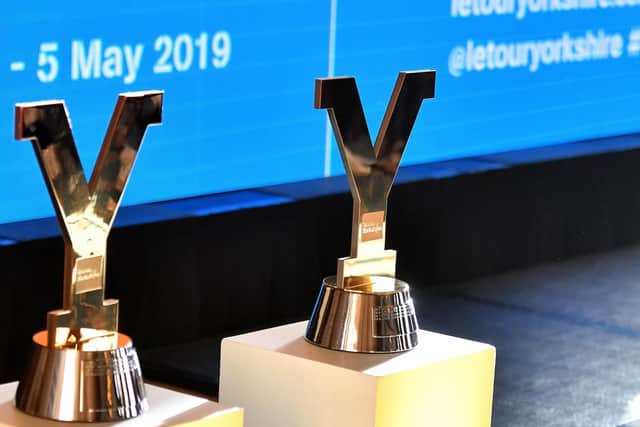 They're coming to Doncaster

Picture by Simon Wilkinson/SWpix.com 07/12/2018 - cycling 2019 Tour de Yorkshire Route Presentation
- Tour de Yorkshire trophies for Men and Women's races - trophy