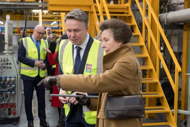 Princess Anne at Polypipe, in Wheatley,, Doncaster
