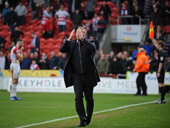 Grant McCann shows his frustration after Rovers saw a last minute winner chalked off against Charlton
