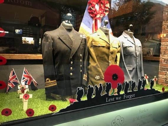 The Shoe Room's award winning display commemorating Armistice Day at Priory Walk