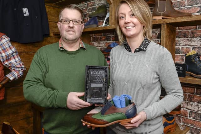 Richard and Michelle Smith at the Shoe room in Doncaster with their National Footwear Industry Awards