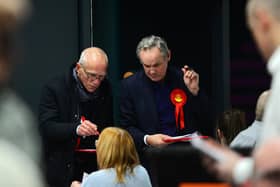 Doncaster Councillor Phil Cole (right), husband of Caroline Flint, Don Valley ward Labour candidate, pictured. Picture: Marie Caley NDFP-12-12-19-Elections Doncaster 5-NMSY