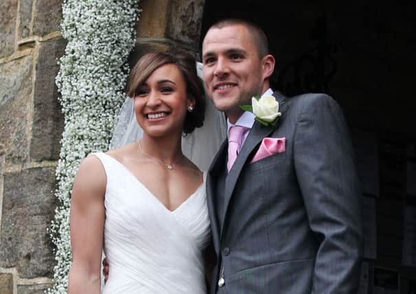 Olympic Gold medalist Jessica Ennis married Andy Hill in St Michael and All Angels Church, Hathersage, Derbyshire. Photo: Lynne Cameron/PA Wire
