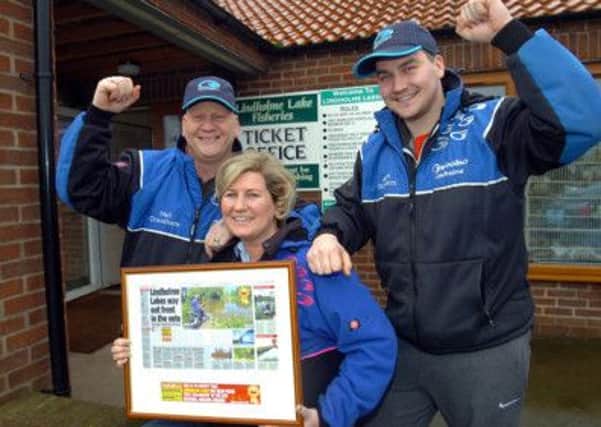 Lindholme Lake fisheries win Award.  L/r Neil, Beverley and Aaron Grantham.  Picture: Malcolm Billingham