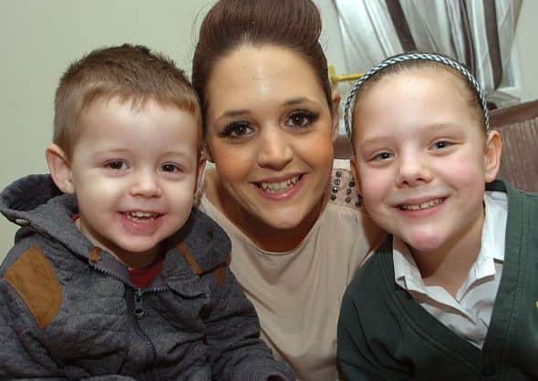 Siobhan Edge of Epworth with her son Leo Palmer and daughter Kaycee-Mae Edge. ( Buy this photo E1909TS) Picture: Tony Saxton