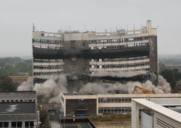 Doncaster's former council offices are demolished. Picture by Alex Roebuck