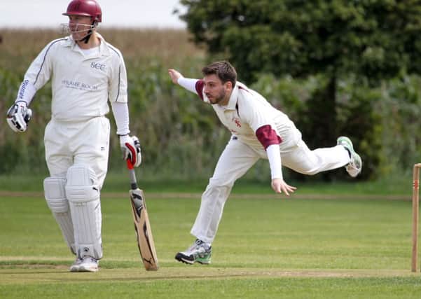 Haxey B v Scothern at Haxey Lane ground. Haxey bowler Andrew Steeper.