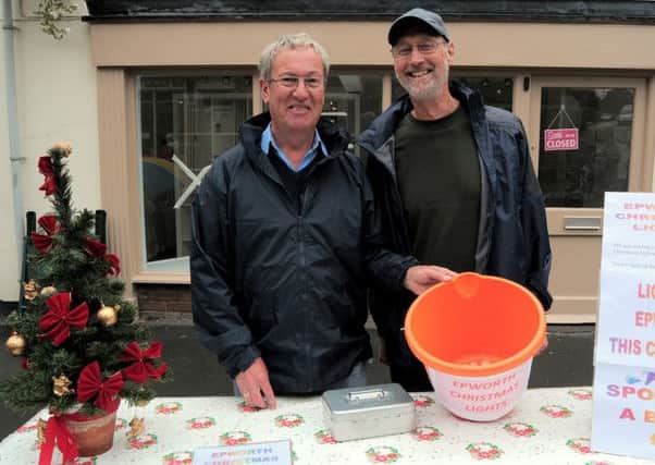 Food fair pictures in Epworth Market place - Graham Hackney & Martin Whittaker on the Epworth Christmas Lights stall