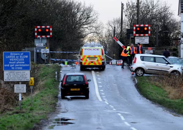 The scene at Beech Hill level crossing following the crash