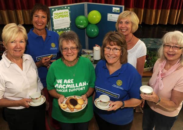 (l-r) Mary Fish, Julie Ellis, Carol Mellers, Marion Cross, Sheila Morrey, and Anne Broster, at a Macmillan coffee morning at Epworth Imperial Hall. Picture: Andrew Roe