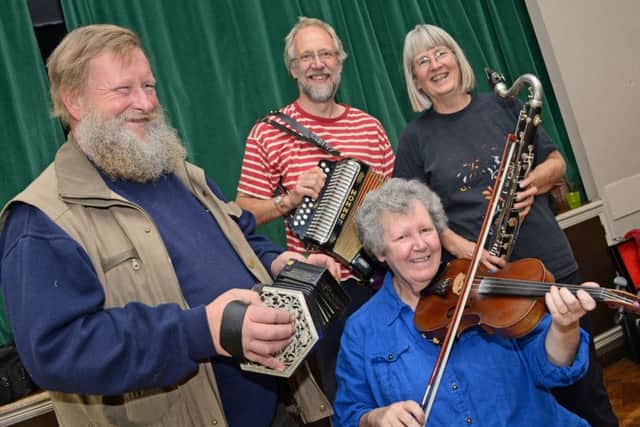 Lys St.Georges, l-r Dave Prebble, Peter Barnard, Group leader, Katy Robinson and Kate Billmore, group co-leader, pictured, provide the music at the Isle dance to health country dancing sessions. Picture: Marie Caley NEPB Dancing MC 5