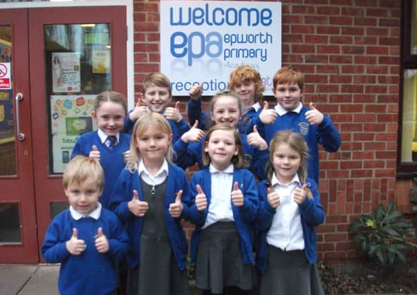 Children of Epworth Primary Academy celebrate Ofsted success.