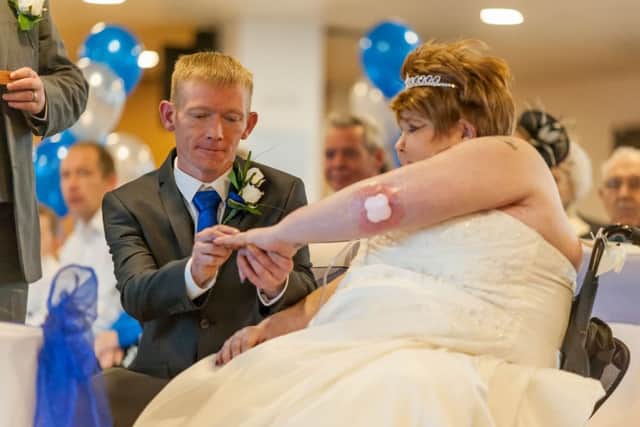 Brain tumour victim, Jacqueline Collins, 42, got married to James Malton on January 31.