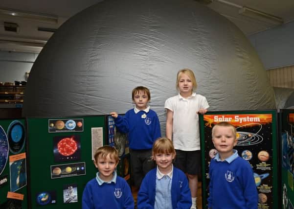 Key Stage One children at Eastoft C of E primary school pictured by the Planetarium. Picture: Marie Caley NEPB 27-04-15 Planetarium MC 2