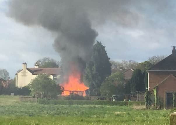 Firefighters at a blaze in Sandtoft.