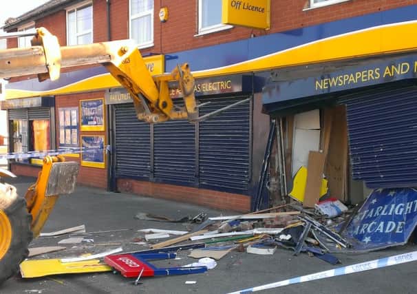 The scene of the cash machine ram raid in Moorends last week.