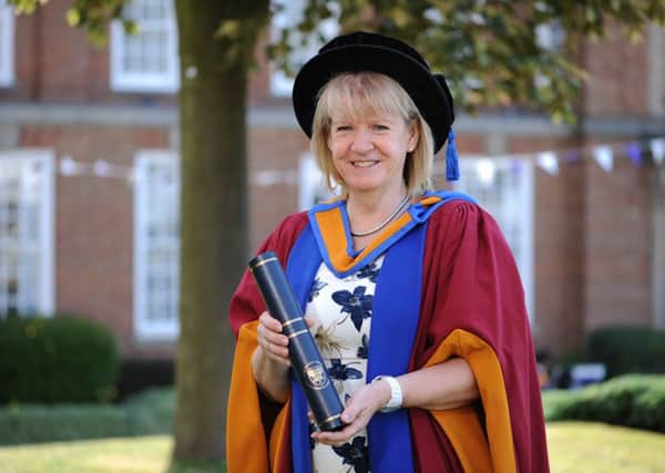 Dr Bryony Simpson MBE receives an honorary doctorate from Leeds Beckett University.