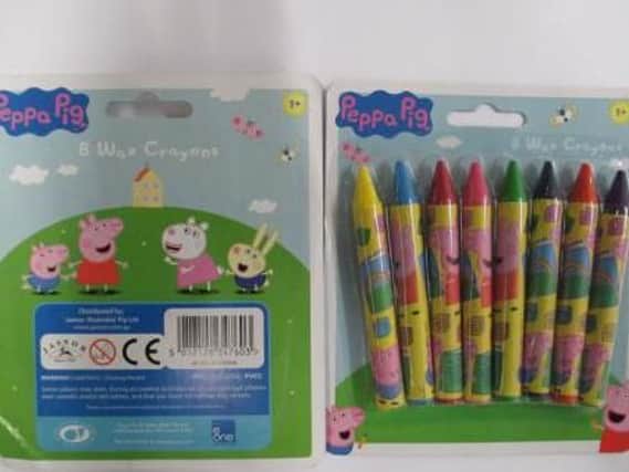 Peppa Pig crayons found to be containing asbestos.