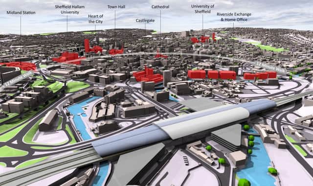 Artist's impression of planned Victoria Station if high speed rail is built through Sheffield City Centre