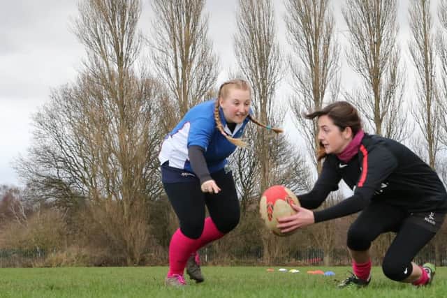 NSST FEATURE WOMEN'S RUGBY TEAM APPEAL FOR MORE MEMBERS  L>R Charli Parvin, Lian Kirkbride
