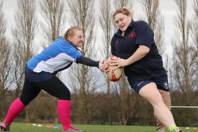 NSST FEATURE WOMEN'S RUGBY TEAM APPEAL FOR MORE MEMBERS  L>R  Charli Parvin, Jo Clark