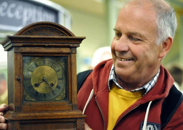 The Antiques Roadshow comes to Scarborough ,local Nigel Howard with his Carriage clock. .Picture Richard Ponter.121832f.