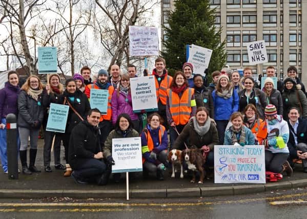 Junior doctors pictured on the picket line at Doncaster Royal Infirmary. Picture: Marie Caley NDFP Strike DRI MC 3