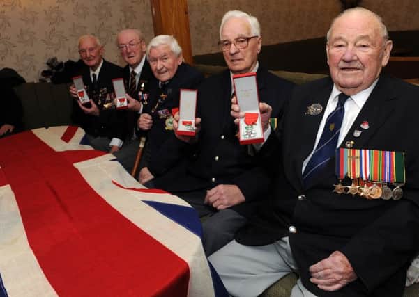 (l-r) Cyril Elliott, Douglas Austin, Ken Johnson, Les Giles and Bill Hartley, all of Sheffield Normandy Veterans, have been awarded the Legion D'Honneur. Picture: Andrew Roe