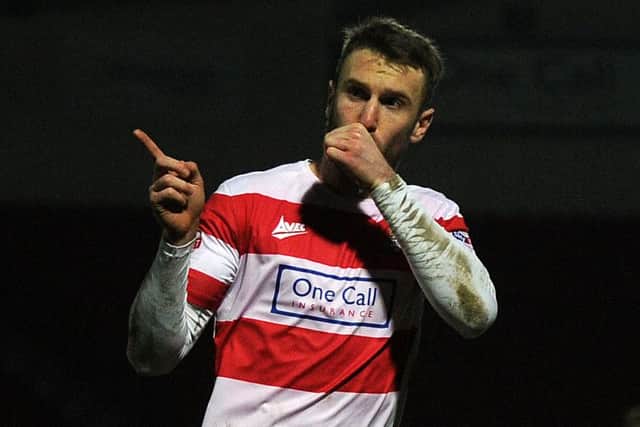 Doncaster's Andy Williams celebrates his late goal